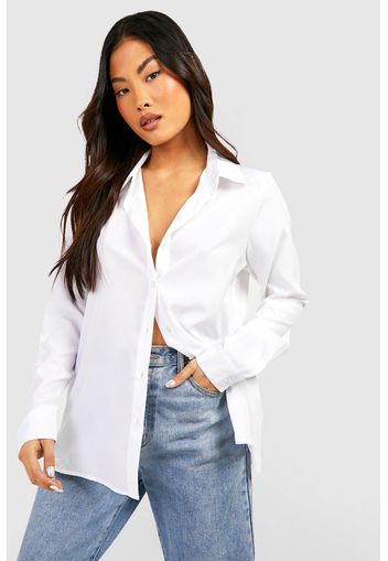 Petite Woven Long Sleeve Shirt, Bianco