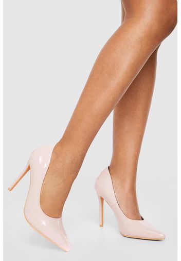 Wide Fit High Stiletto Patent Court Shoes, Beige