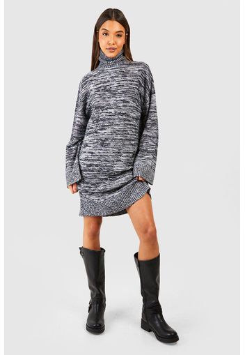 Roll Neck Knitted Mini Dress, Mono