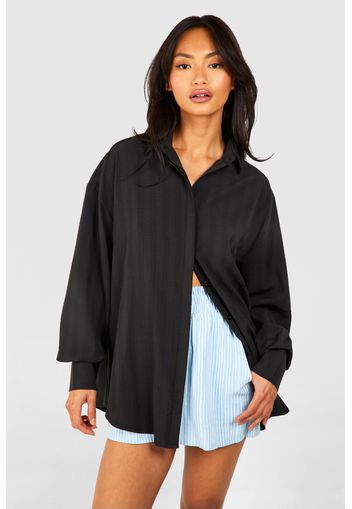 Oversized Textured Shirt, Nero