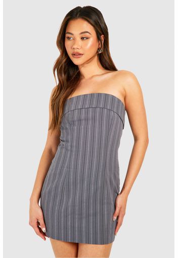 Pinstripe Bandeau Mini Dress, Grigio