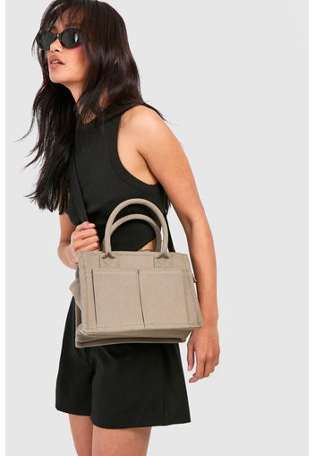 Canvas Front Pocket Tote Bag, Grigio