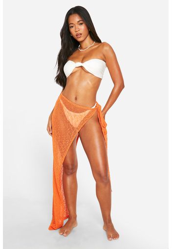 Popcorn Crochet Tie Beach Maxi Sarong, Arancio