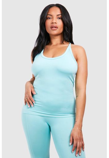 Plus Supersoft Premium Seamless Strappy Back Top, Azzurro