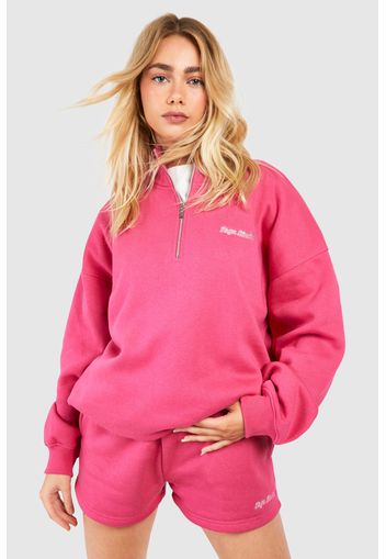 Dsgn Studio Script Oversized Half Zip Sweatshirt, Pink