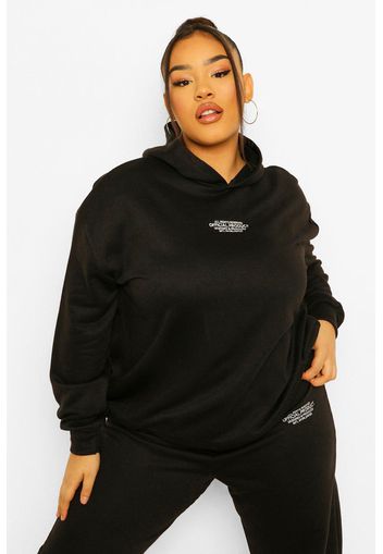 Plus Embroidered Oversized Hoodie, Nero