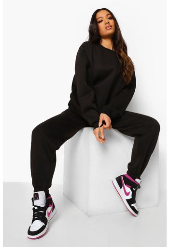 Petite Basic Sweatshirt And Jogger Tracksuit, Nero