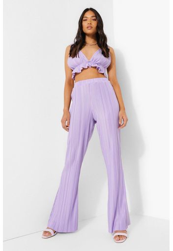 Petite Plisse Flare Trouser, Purple