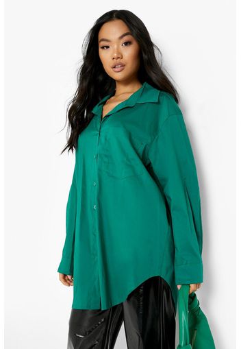 Camicia Petite in popeline super oversize, Verde