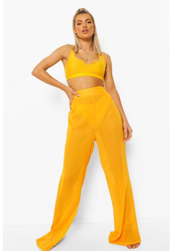 Chiffon Wide Leg Beach Trousers, Arancio