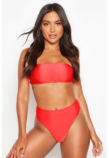 Slip bikini a vita alta Mix & Match, Rosso