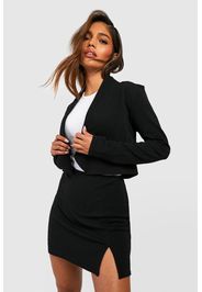 Basic Jersey Cropped Blazer, Nero