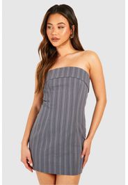 Pinstripe Bandeau Mini Dress, Grigio