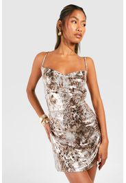 Foil Cowl Mini Dress, Multi