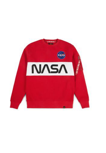 Nasa Inlay Crewneck, Speed Red - Felpe