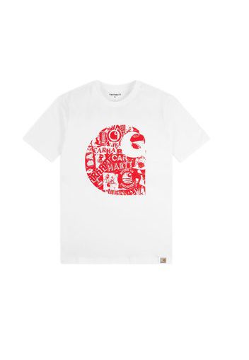 Collage T-shirt, White/Etna Red - T-shirt