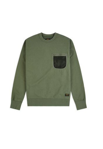 Military Mesh Pocket Crewneck, Dollar Green - Felpe