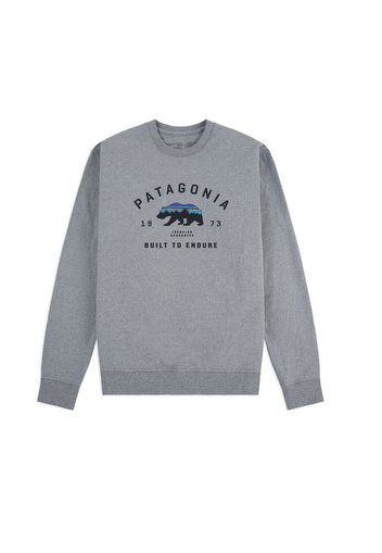 Arched Fitz Roy Bear Uprisal Crewneck, Gravel Heather - Felpe