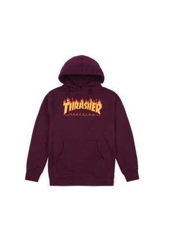 Flame Logo Hoodie, Maroon - Felpe