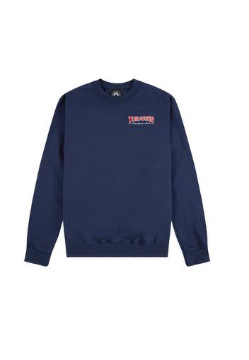 Embroidered Outlined Crewneck, Navy Blue - Felpe