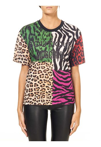 T-Shirt In Cotone Con Stampa Animalier