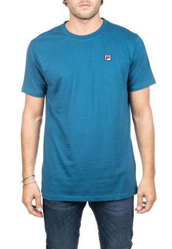 T-Shirt Blu In Cotone Con Ricamo Logo Frontale