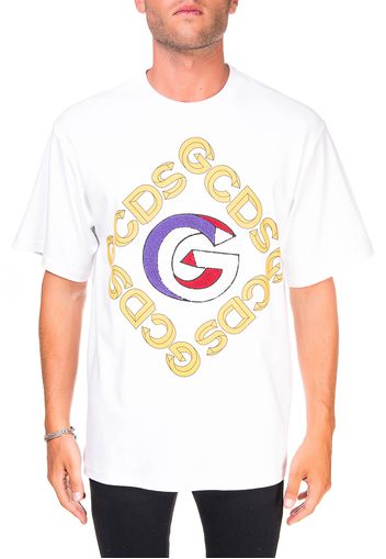 T-Shirt Bianca In Cotone Con Applicazione Logo Frontale