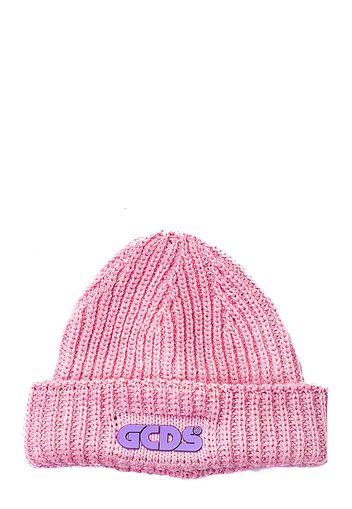 Cappello Rosa In Misto Lana Con Applicazione Logo Frontale