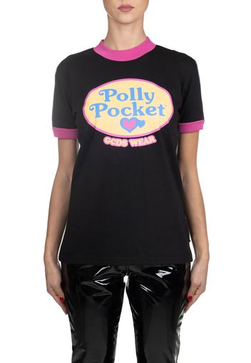 T-Shirt Nera In Cotone Con Stampa Logo Frontale Polly Pocket