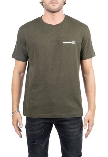 T-Shirt Verde In Cotone Con Applicazione Logo Frontale