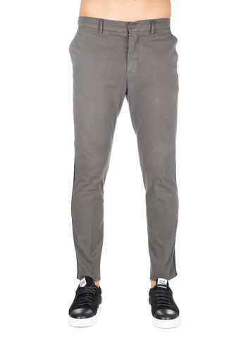 Pantalone Grigio In Cotone Con Applicazione Logo Retro