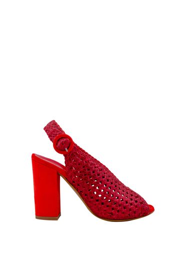 Sandalo mules intrecciato rosso donna