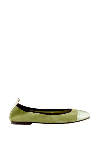 Ballerina in camoscio con punta in pelle verde donna