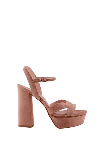 Sandalo con tacco e plateau taupe donna