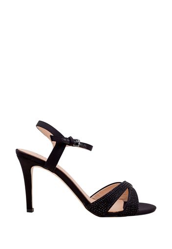 Sandalo tacco medio strass nero donna