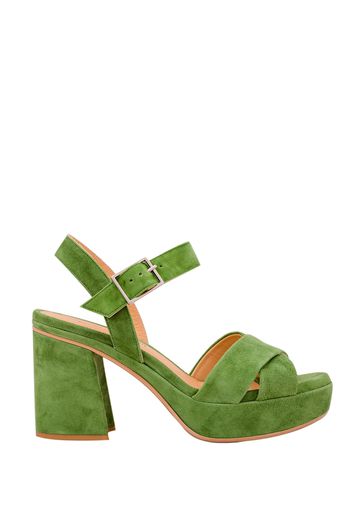 Sandalo con tacco e plateau  verde donna