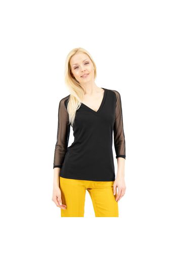 Blusa in jersey tecnico con tulle