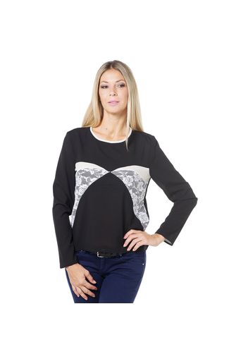 Blusa in georgette con inserti in pizzo