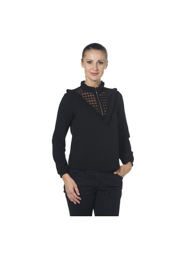 Blusa in crêpe con rouches