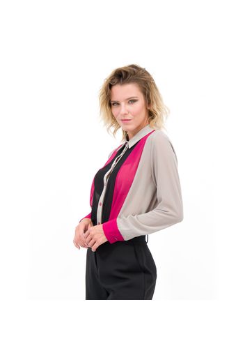 Camicia in georgette a blocchi di colore