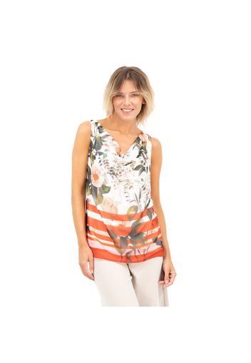 Blusa smanicata in georgette fantasia