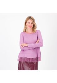 Blusa in misto viscosa con tulle sul collo e al fondo