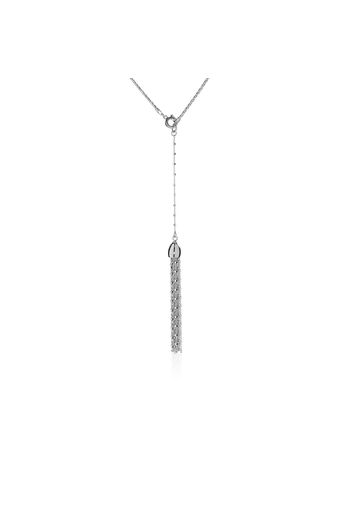 Collana in argento 925 placcato platino con pendente nappina