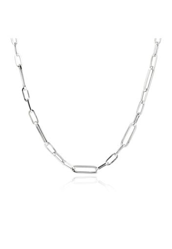 Collana argento 925 placcato platino con maglie ovali