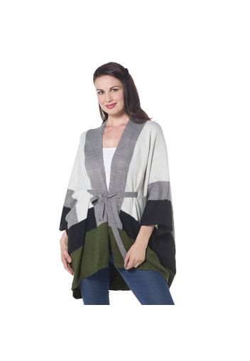 Cardigan a poncho a blocchi di colore