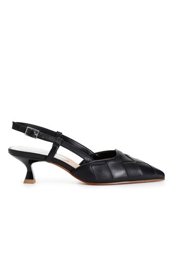 Sandali slingback sfilati in pelle con intreccio