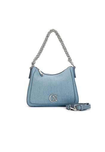 Borsa a mano in denim con manico in catena