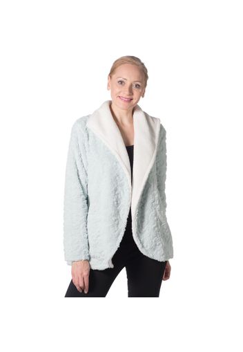 Cardigan in plush fantasia con bottone