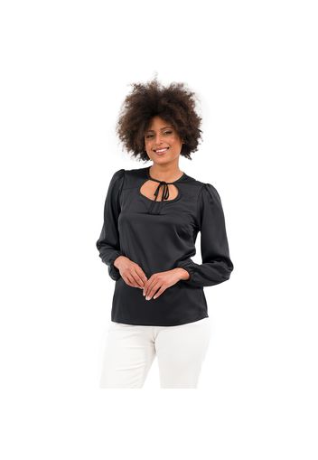 Blusa in raso semi-opaco con manica arricciata