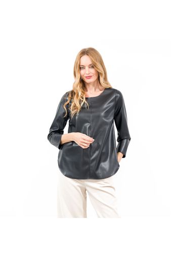 Blusa in tessuto spalmato con maniche 7/8